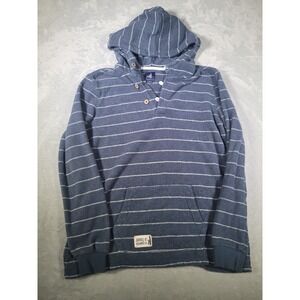 johnnie-O Hoodie Outboard Henley Boys 16 (XL) Terry Cloth Blue Stripe FLAW